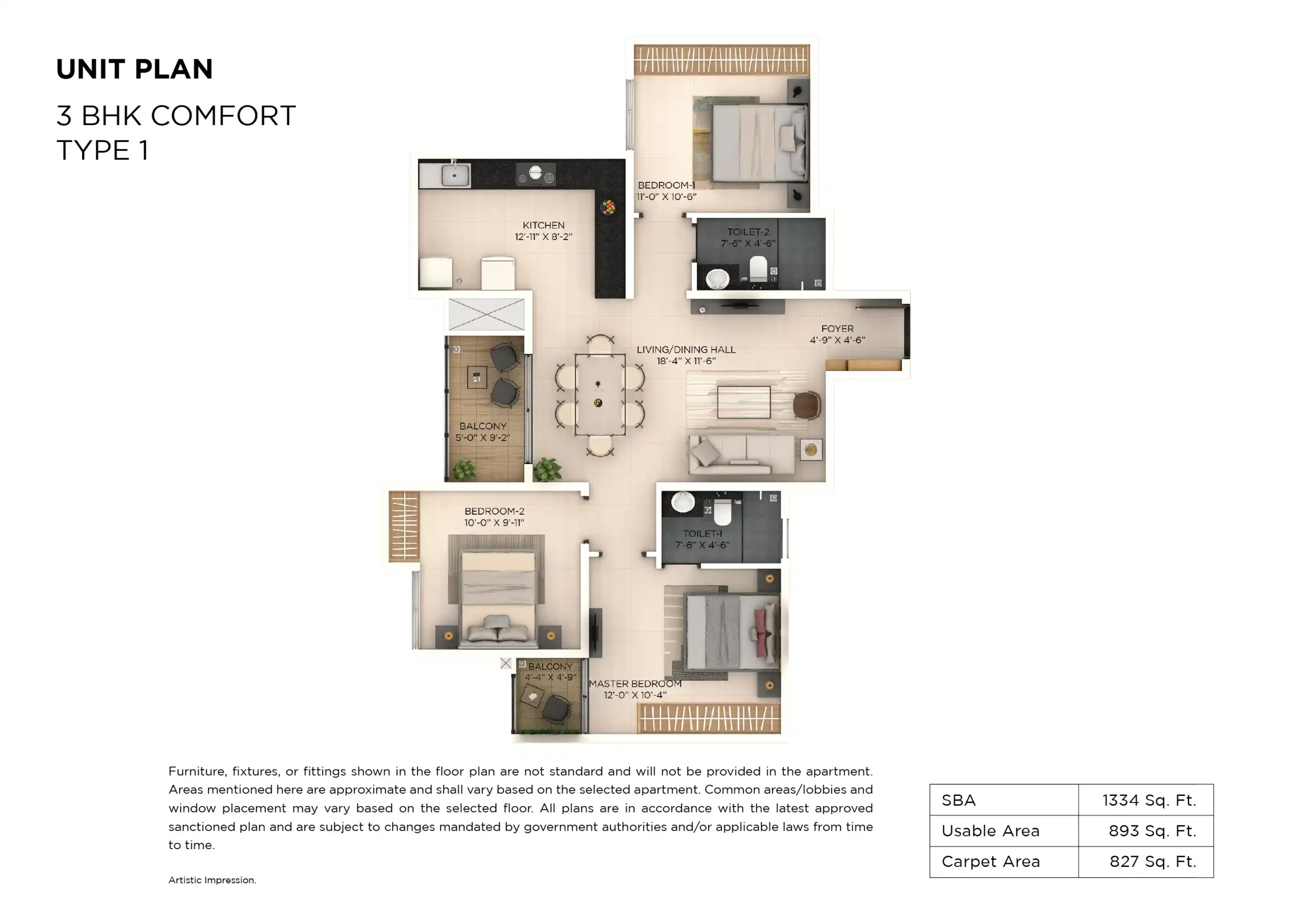 provident botanico 3-bhk floor plan