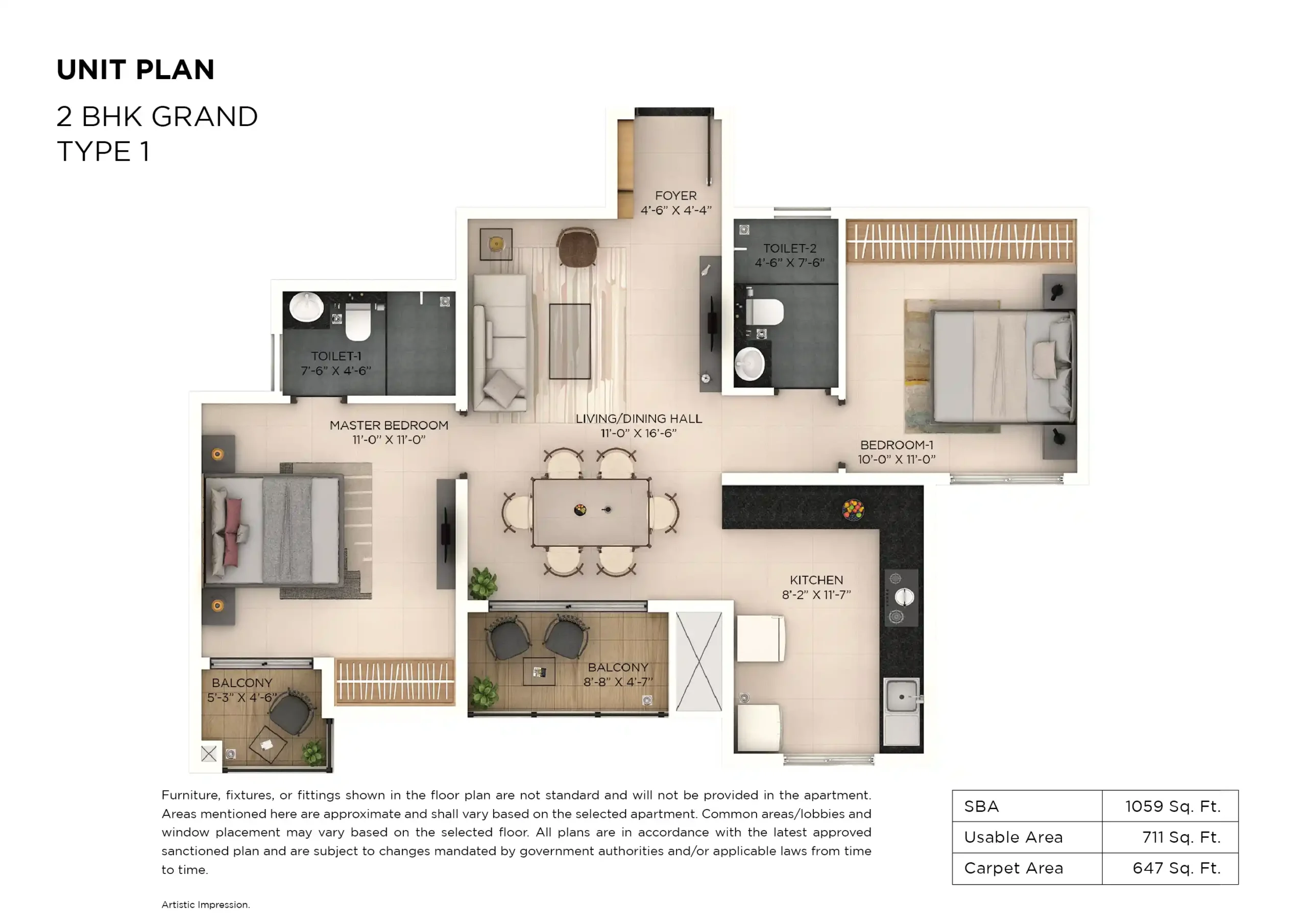 provident botanico Floor Plan 2-bhk-G_type1-scaled